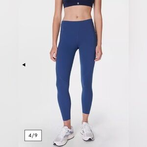 Sweaty Betty Women’s Size L The Power 7/8 Athletic Workout Leggings Solid Blue